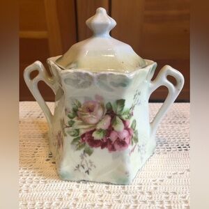 COPY - Vintage Sugar Bowl, Florals, Iridescent/ Made in Germany